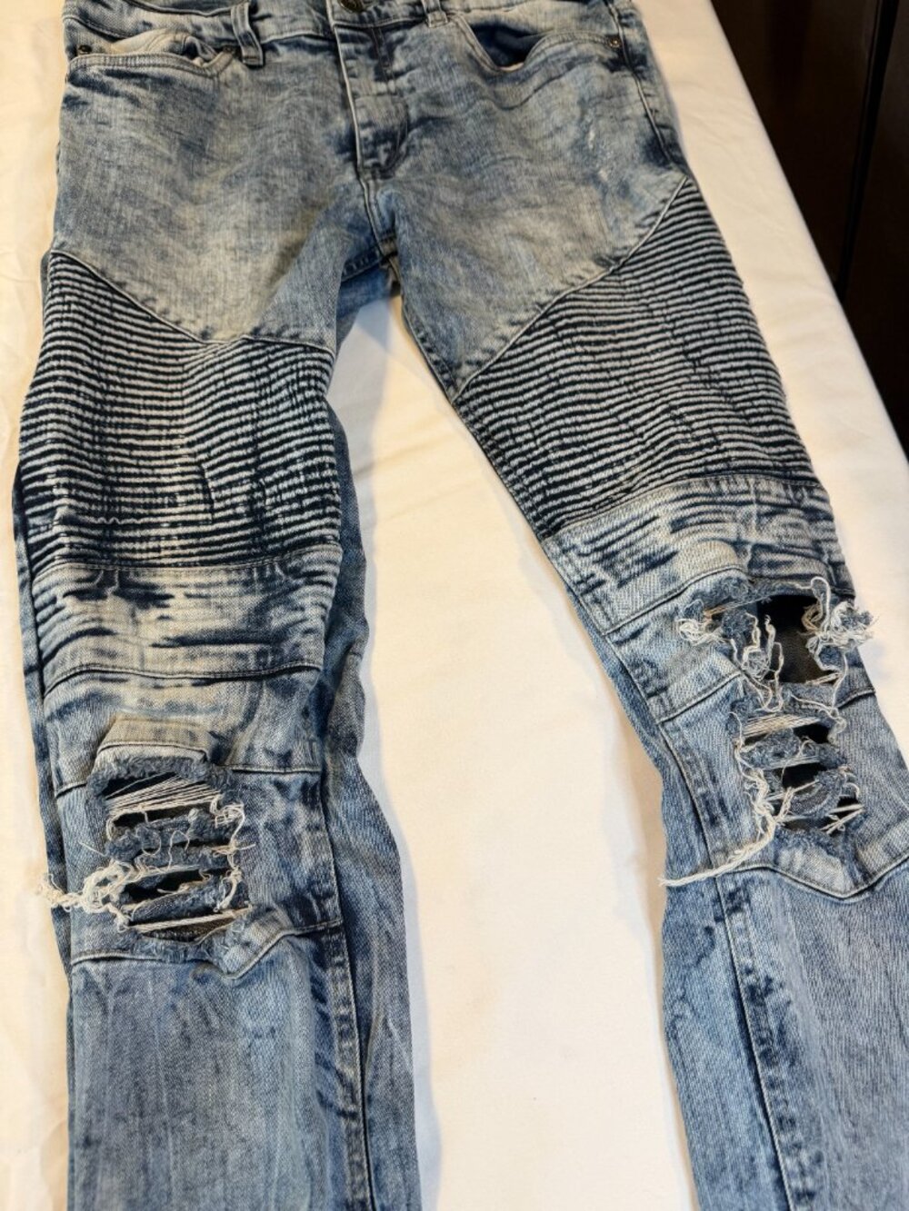 Marc Ecko Cut & Sew Men’s Moto Biker Distressed Skinny Jeans - 32x32